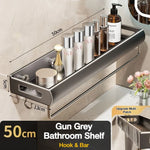 étagère murale adhésive sans perçage gris métallisé moderne 30cm 40cm 50cm 60cm
