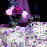 serviettes papier fleur violettes roses pivoines serviettes coeurs anniversaire mariage fêtes