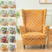 housse fauteuil winged moderne motifs géométriques orange blanc bleu tissu texturé protection siège