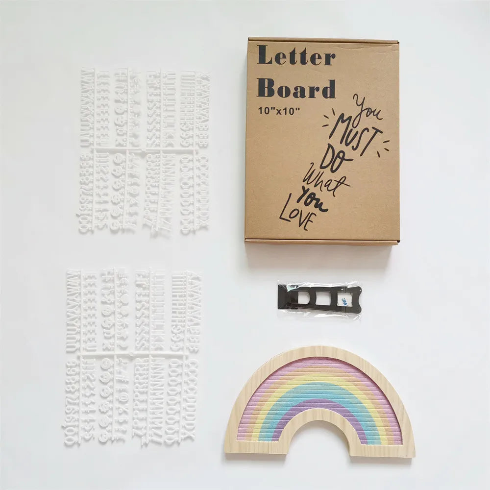 lettres bois arc ciel lettreboard moderne décoration festive planche messages messages colorés boîte rangement