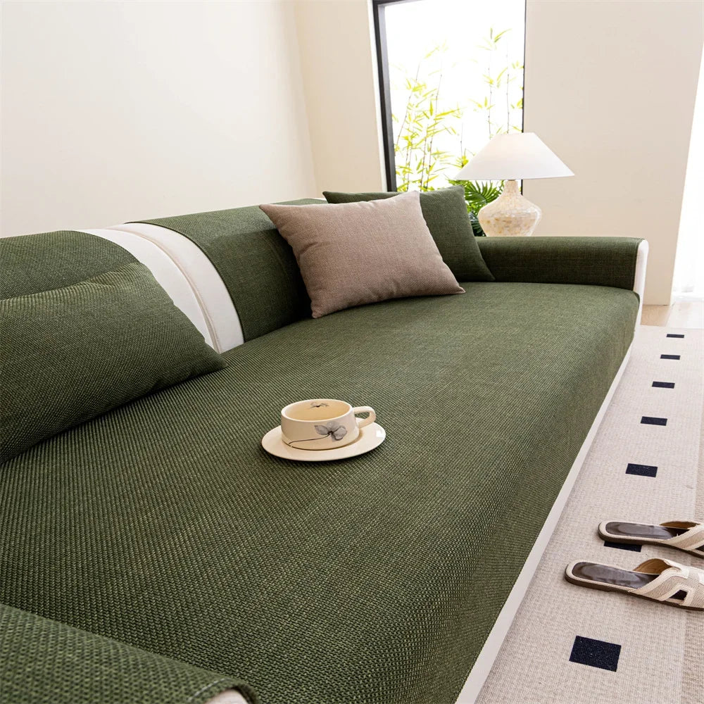 coussin canapé vert olive moderne tissu polyestère petite pointure sans couture