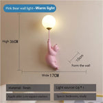 lampe murale moderne ours peluche blanche rose bleu adhésif cartoon chambre enfant