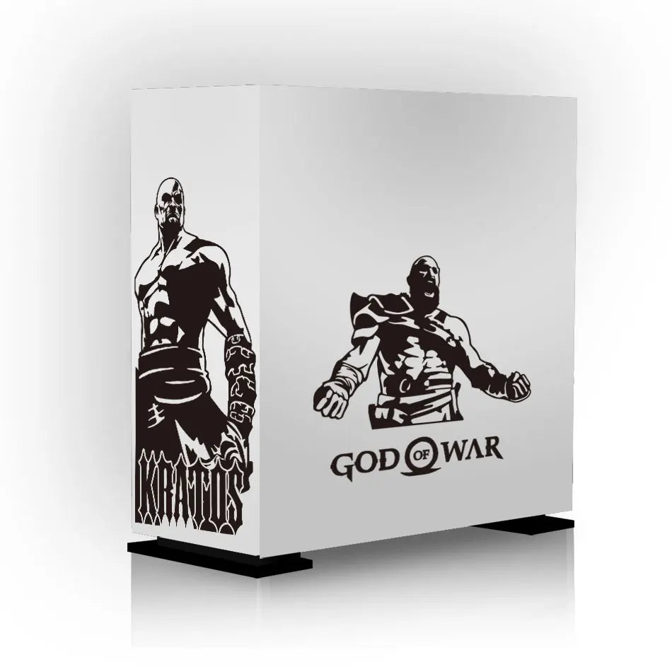 autocollants kratos graphique pvc noir blanc décalcomanie boitier pc transparent fenetre