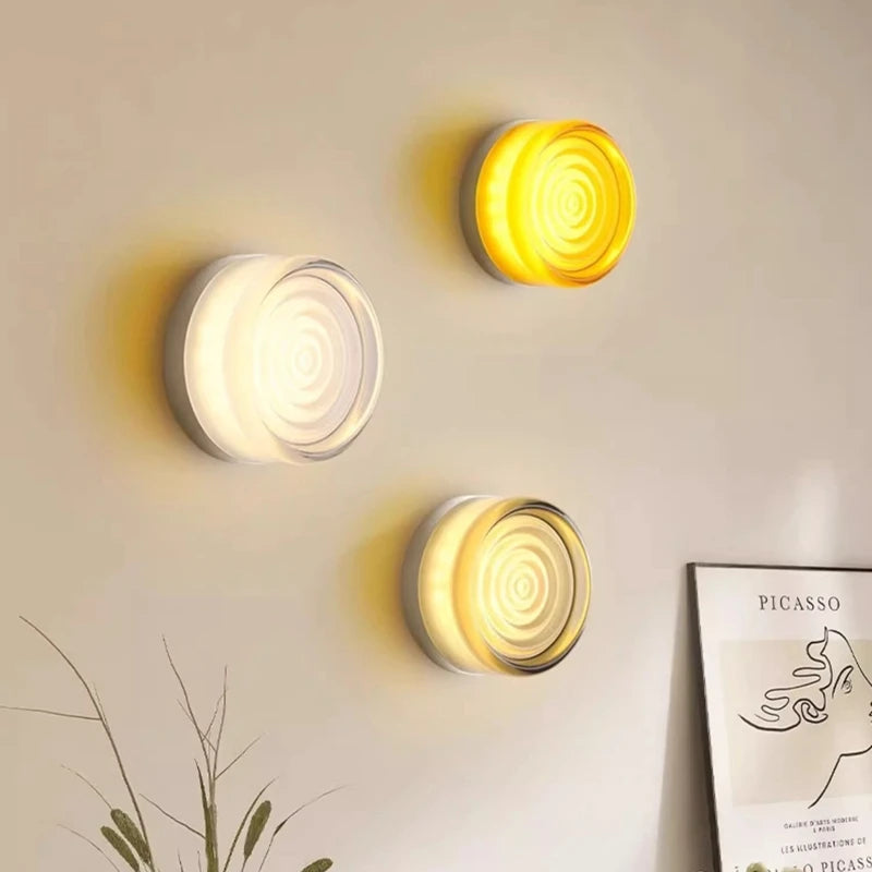 applique murale moderne spirale transparent adhésive blanc smoke grey amber led chambre cuisine étude