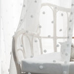 rideau moderne tulle blanc motif points gris minimaliste chaîne métallique adapté salon chambre translucide