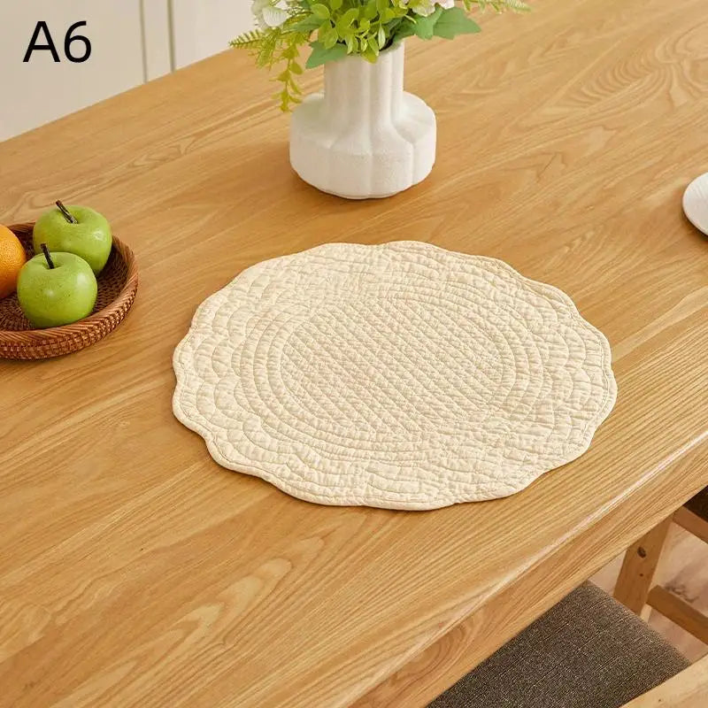 tapis table blanc rose clair gris vert bleu clair moderne texturé géométrique réutilisable lavable