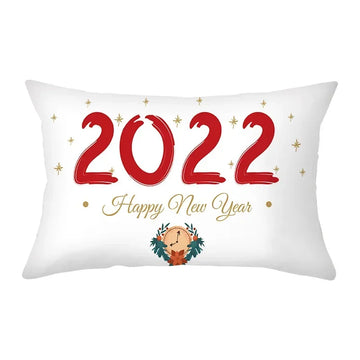 coussin Noël rouge motif rennes flocons neige décoration canapé salon fête hiver 30x50cm