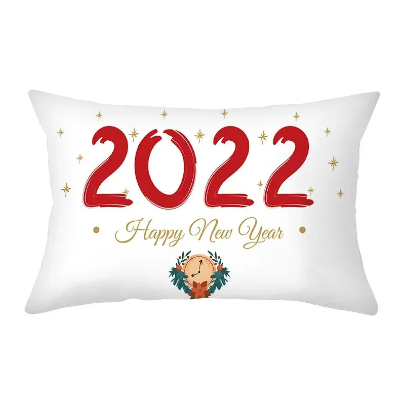 coussin Noël rouge motif rennes flocons neige décoration canapé salon fête hiver 30x50cm