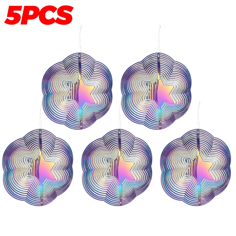 spirales decoratives anti oiseaux multicolore moderne artistique fil suspension jardin decoextérieur reflet