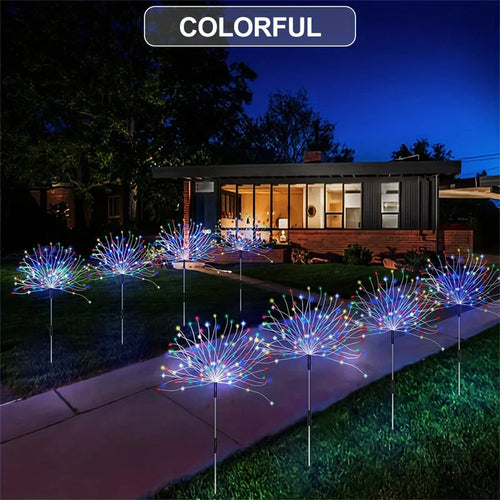 guirlande solaire extérieure feu d'artifice led blanc doré décoration jardin cour terrasse moderne