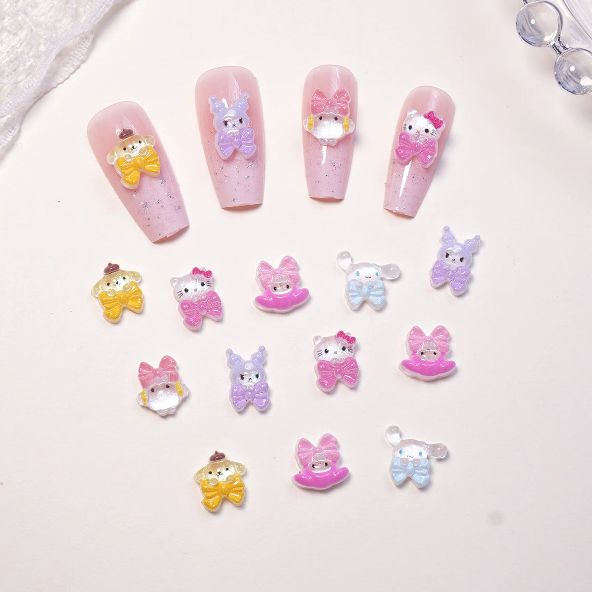 mini breloques résine hello kitty pomponpurin figurines décoratives personnages mignons rubans scrapbooking artisanal DIY