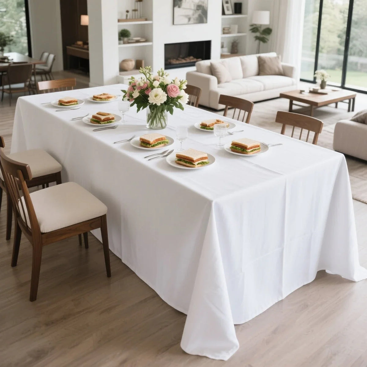 nappe blanche polyester réutilisable moderne table événement mariage festivitépaque totale tissu uni aspect lisse
