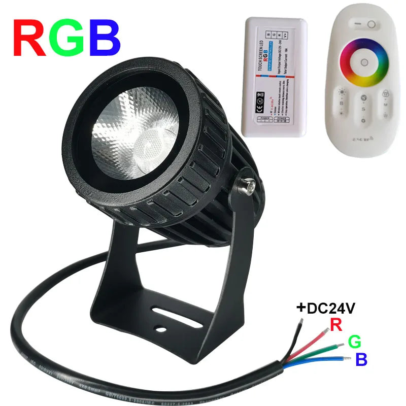 projecteur led extérieur rgb noir étanche jardin spot aménagement paysage lumière décor moderne 20w