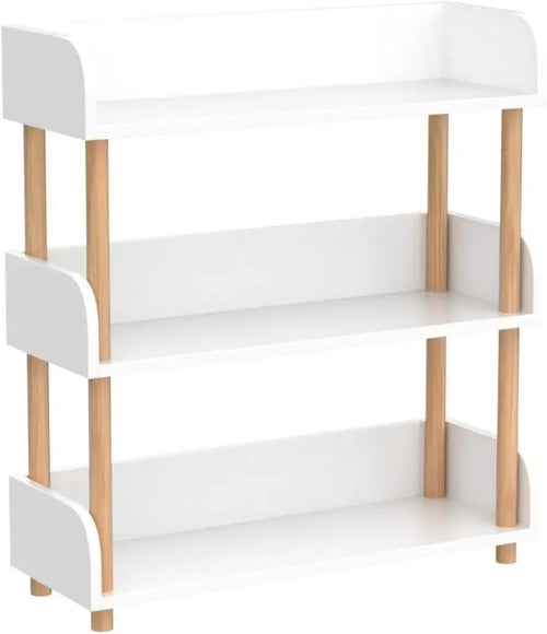 étagère moderne minimaliste trois niveaux blanc bois naturel rangement salon contemporain fixations invisibles haute