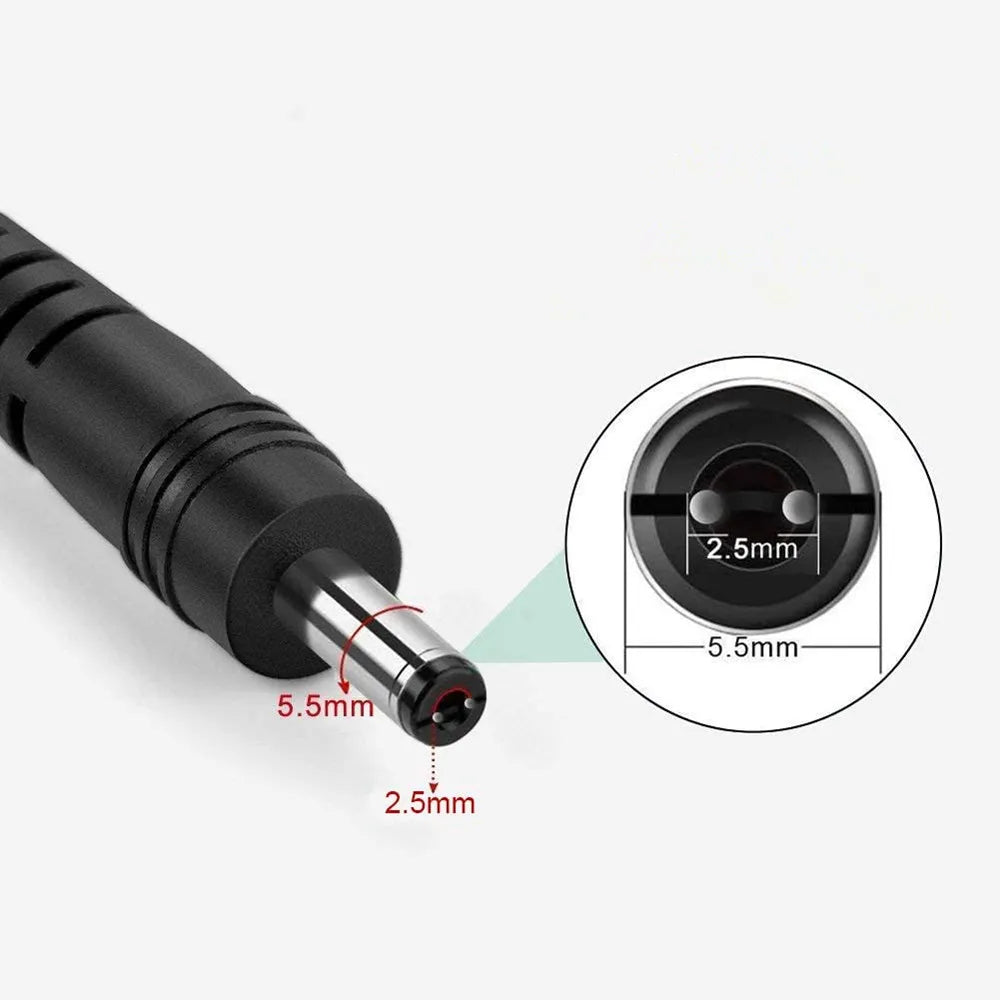 adaptateur secteur 19v 3.42a 90w noir cable femelle 5.5mm 2.5mm plat utilitaire