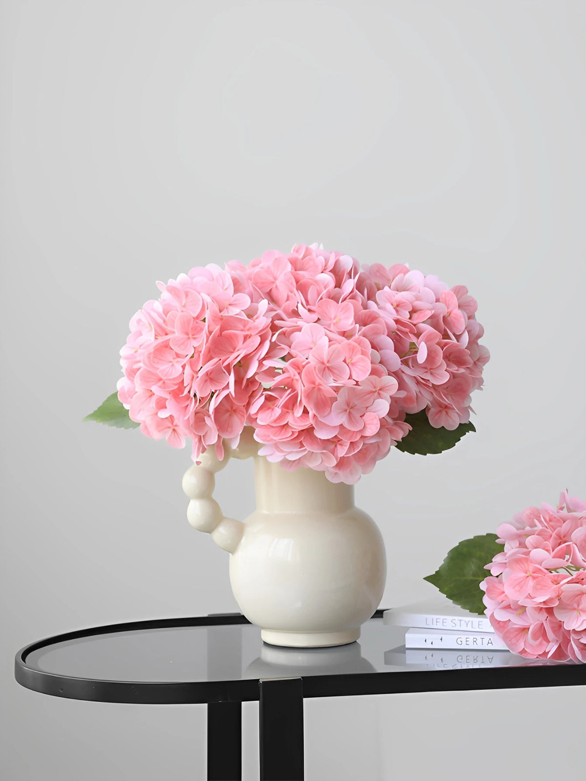 bouquet artificiel hortensias fleurs modernes intérieur mariage fete rose bleu vert