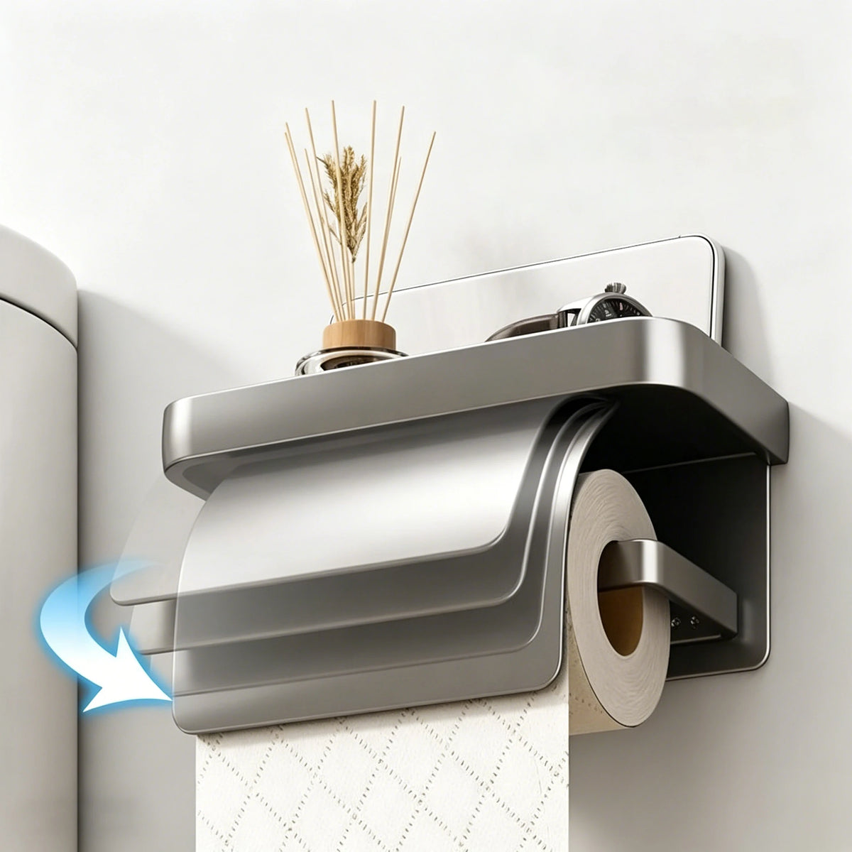 porte rouleau papier toilette gris porte mouchoirs étanche aluminium étagère intégrée moderne minimaliste fixations