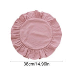 serviettes table vert clair rose pâle beige clair bleu clair bord festonné rustique doux