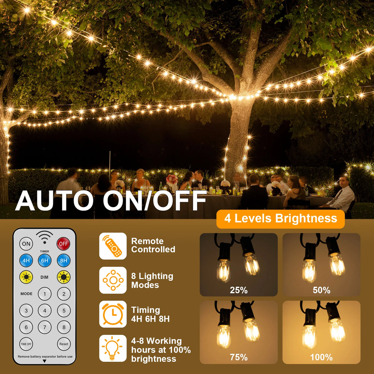 guirlande lumineuse solaire transparente verre soufflé vintage 15m 24v led télécommande