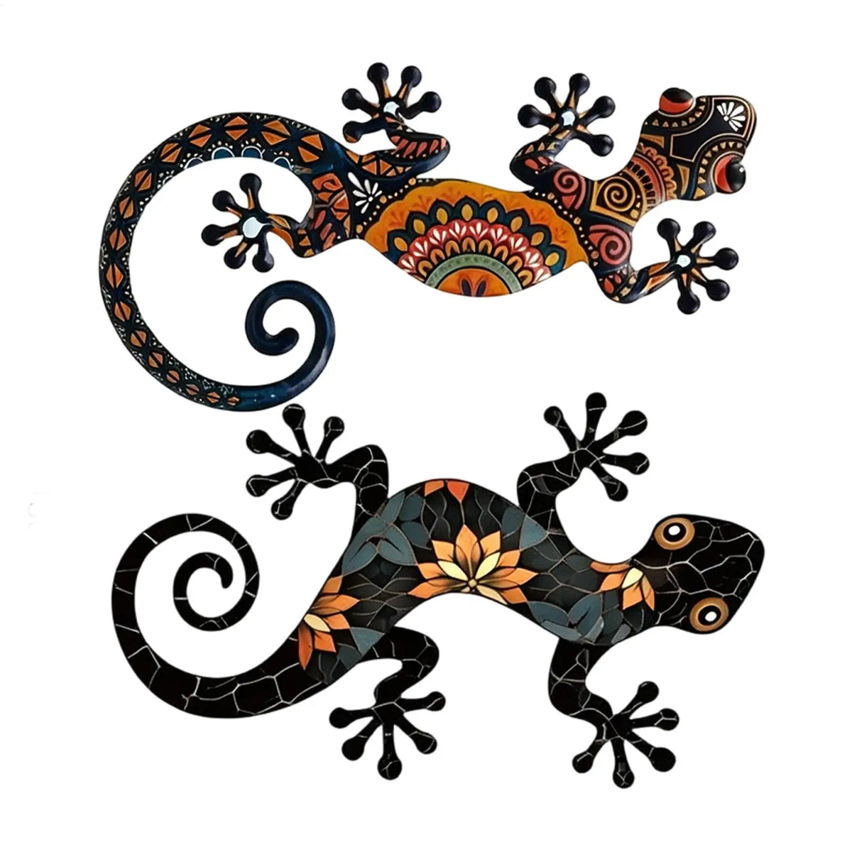 décoration murale forme lézard géométrique artisanal noir orange rougeintérieur extérieur adhésif muraux