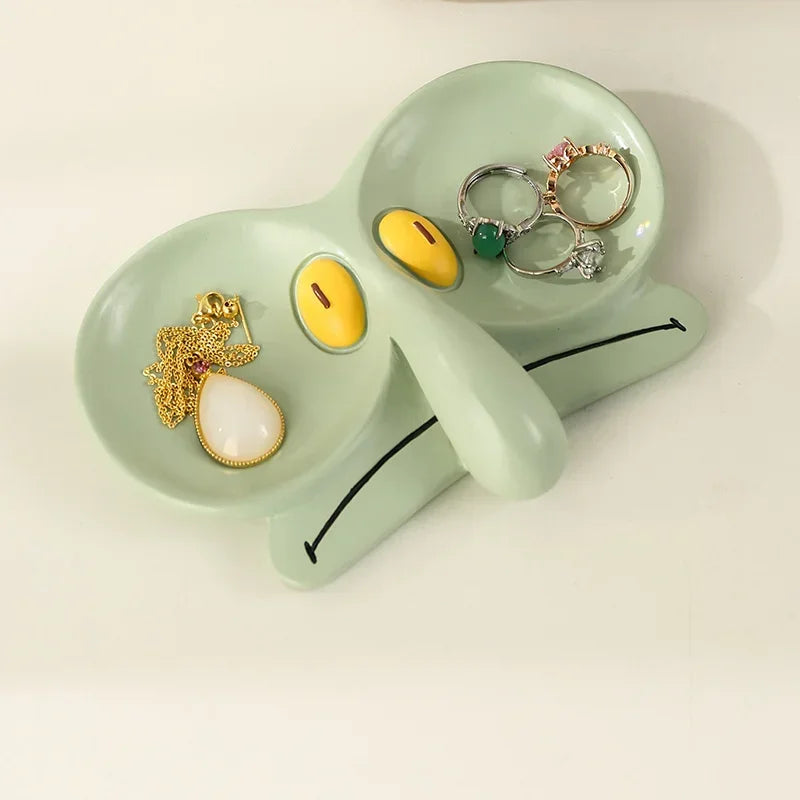 rangement bijoux lunettes cartoon personnage.spongebob squidward vert gris jaune deco erotique