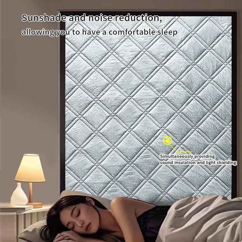 rideau thermique gris quilted velcro épais isolation moderne 100cm 120cm