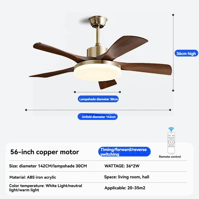 ventilateur marron cuivre moderne led télécommande certification rohs ccc fcc ab