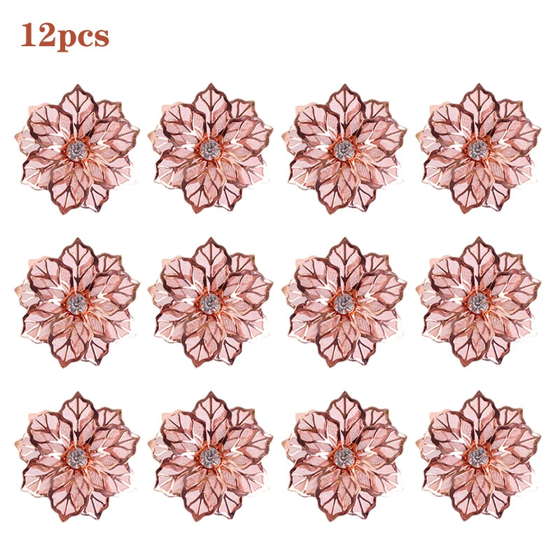 anneaux serviette feuilles or argent rose gold moderne élégants décoration table mariage noël