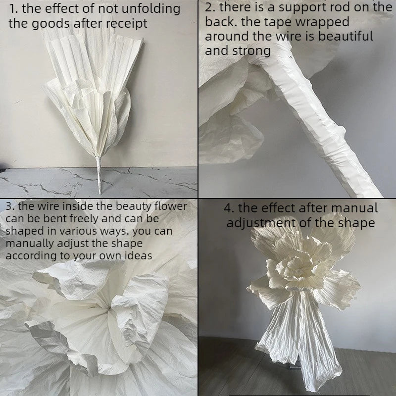 fleurs décoratives papier rose mariage extérieures romantiques semi transparentes 100cm