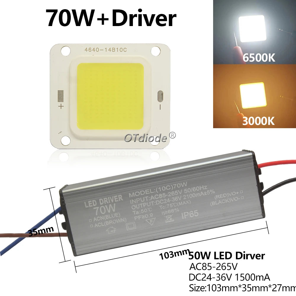 ampoule led haute puissance 10w 20w 30w 50w 70w 100w pilote modernes blancs