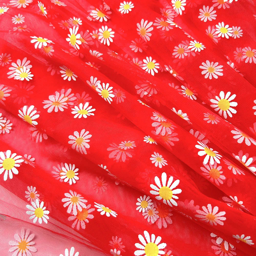 tulle polyester marguerites blancs motifs féminins costumes robes accessoires mariage transparent