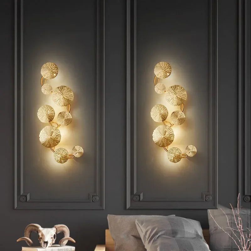 applique murale moderne dorée relief corail loft éclairage led chambre salle bain lumières