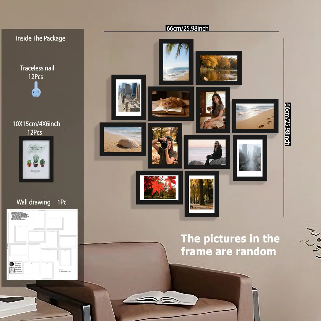 Cadres photo bois modernes noirs naturels set 12 plan