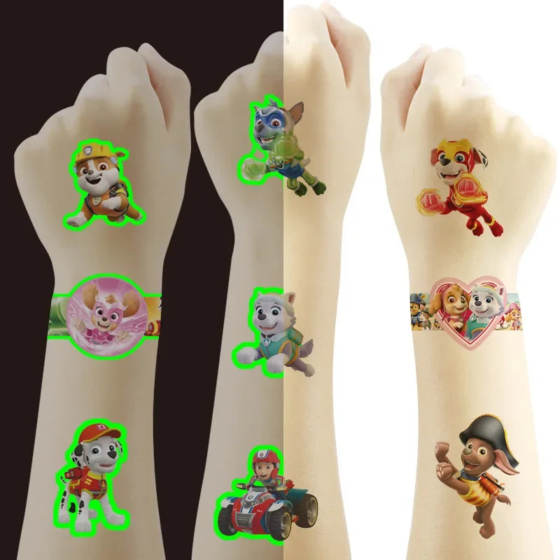tatouages temporaires paw patrol multicolores animaux adhésifs sacs cartoon chiens personnages dessins animés