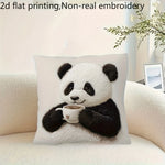 housse coussin carré panda polyester blanc imprimé maison salon chambre voiture