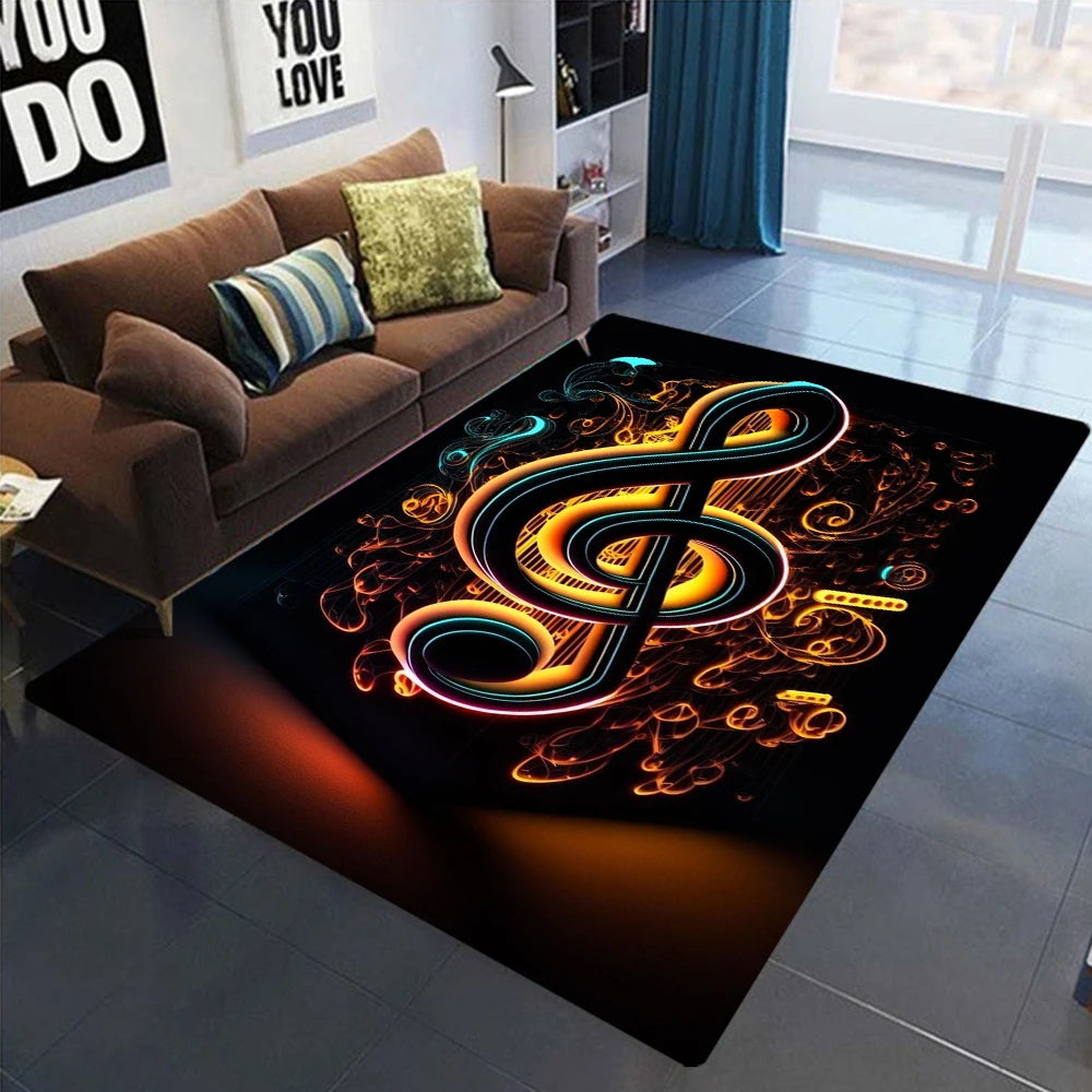 tapis moderne notes musicales polyester polypropylène salon chambre bleu rouge violet