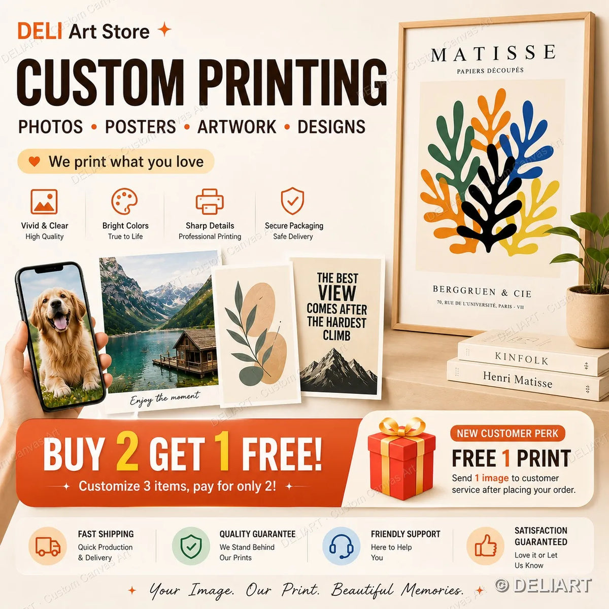 tableau abstrait moderne imprime toile personnalisable portrait animal paysage couleur chaude contemporain sans cadre
