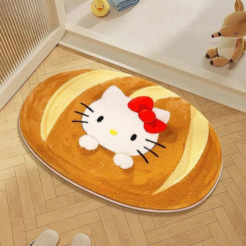 tapis hello kitty dessin animé antidérapant polyester jaune vert rouge blanc salle bain chambre