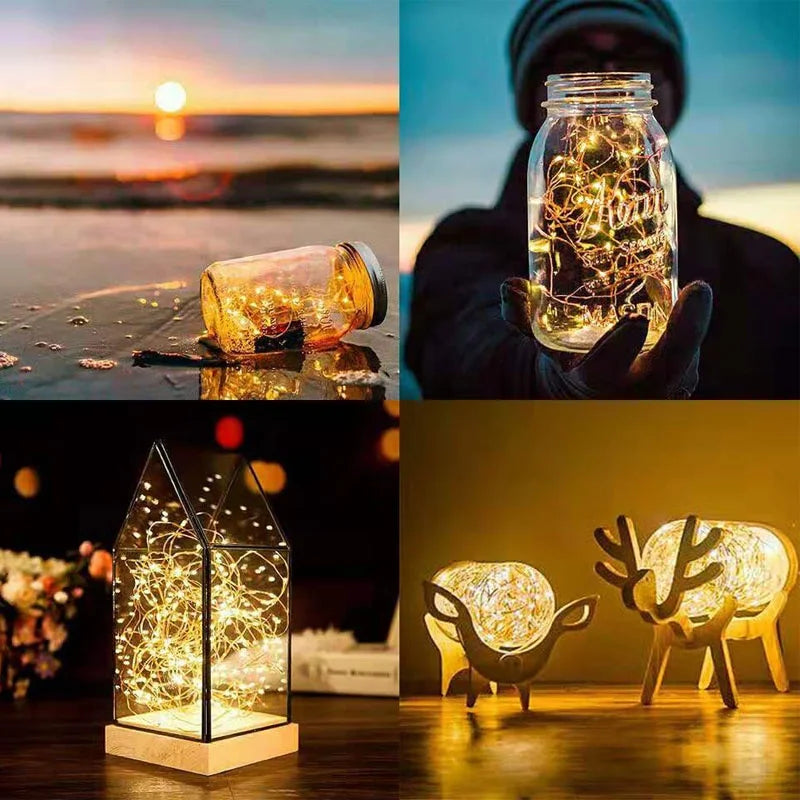 guirlande lumineuse led multicolore blanc chaud moderne noël jardin decoration fil cuivre diodes