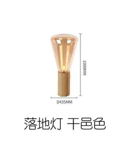 lampe poser transparente bois minimaliste moderne ampoule led base bois conique