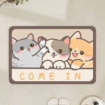 tapis polyester antidérapant dessin animé chats moderne gris beige orange rose blanc salon bain