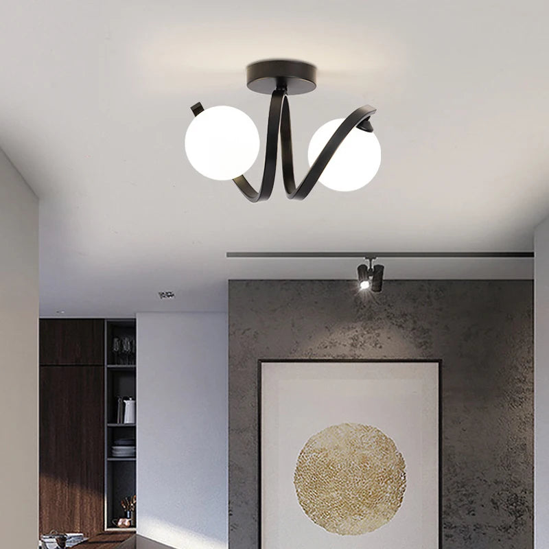 lampe contemporaine verre opalin deux ampoules G9 moderne or noir blanc