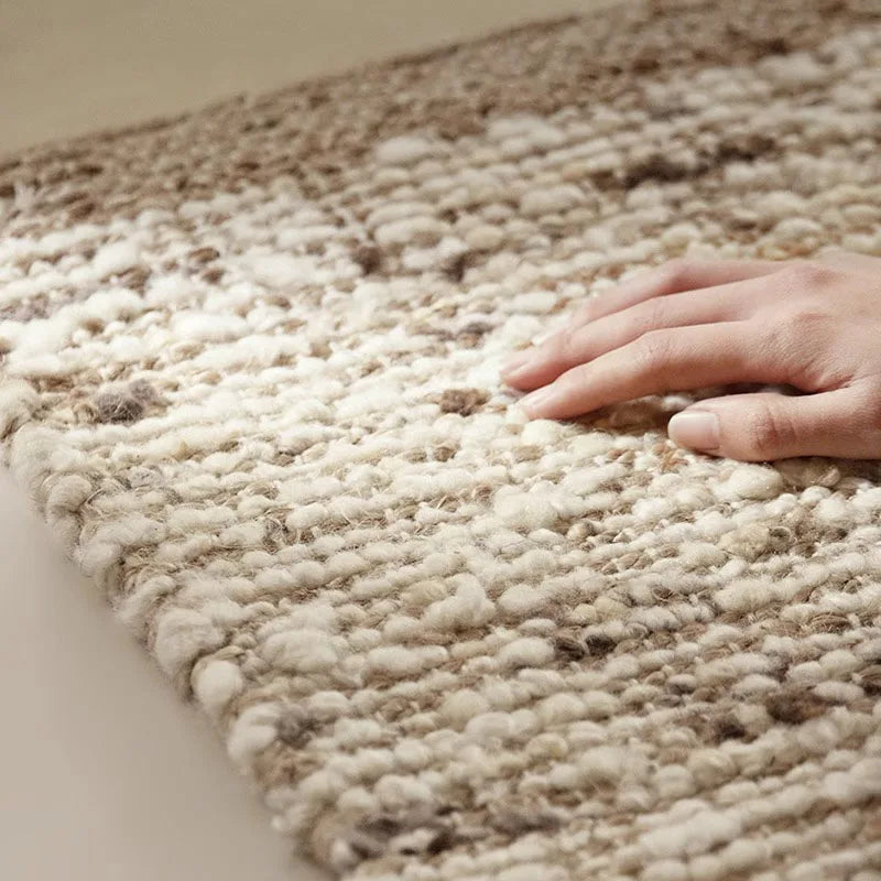 tapis laine japonais coréen vintage moderne rectangle salon prière beige clair foncé