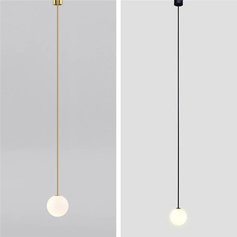 suspension lumineuse sphère verre blanc moderne minimaliste salon cuisine métal doré noir