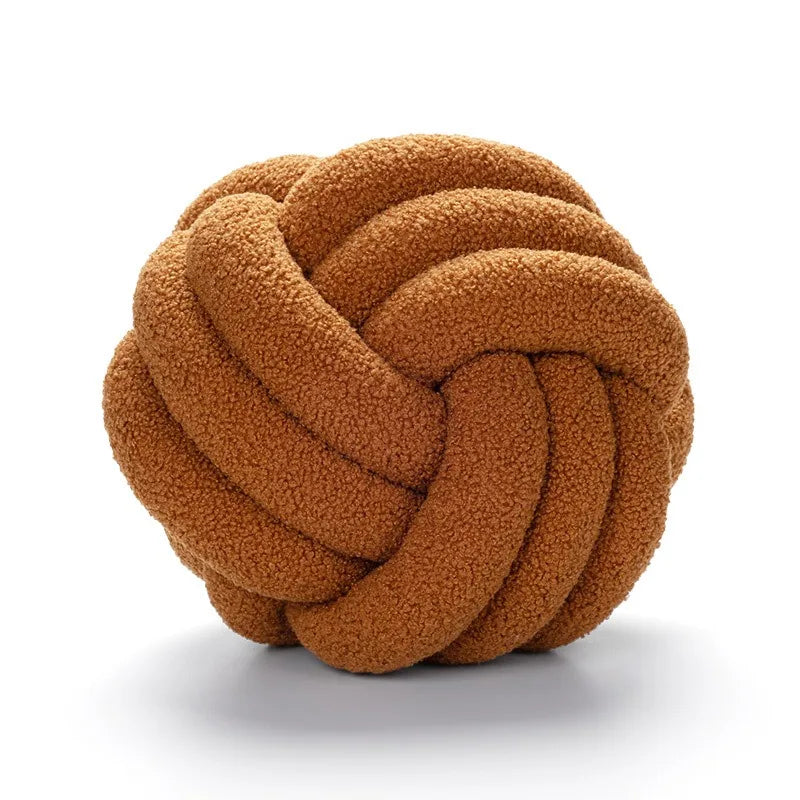 coussin décoratif rond velours effet nœud canapé salon moderne maison texte