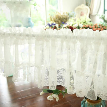 rideau blanc dentelle volants vintage cuisine translucide romantique inclusion