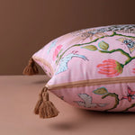 coussin carré moderne léopard oiseaux rose adhésif tassel salon décoration maison 45cm 50cm 60cm