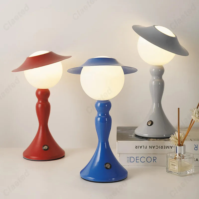 lampe table moderne led rouge bleu gris sans motif flux lumineux rechargeable chambre salon