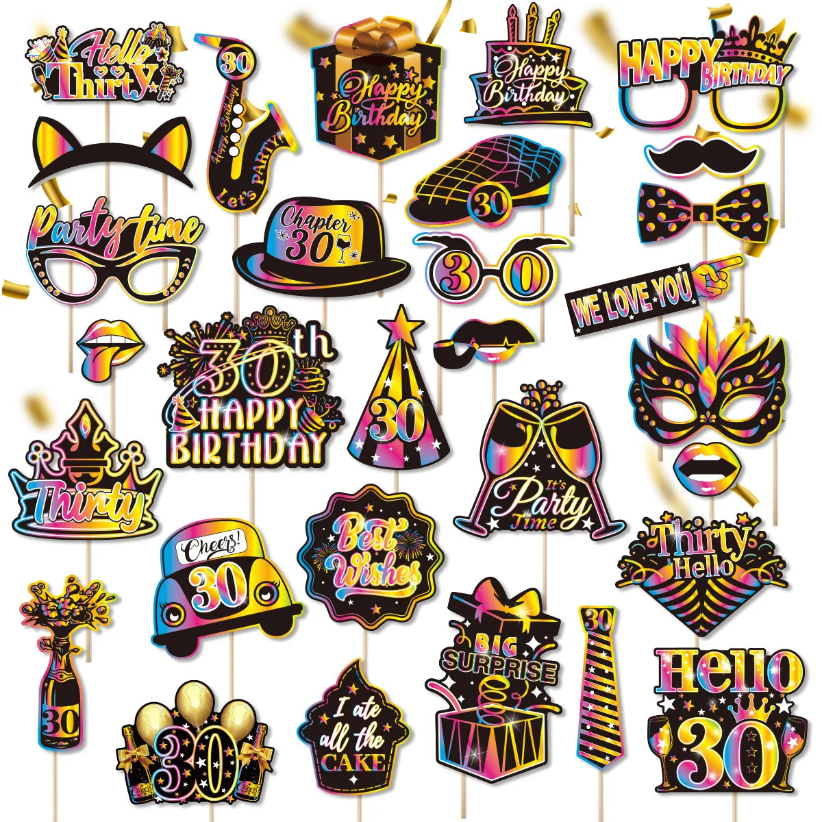 masques fête multicolores holographiques anniversaire noir blanc piquets variété motifs festive
