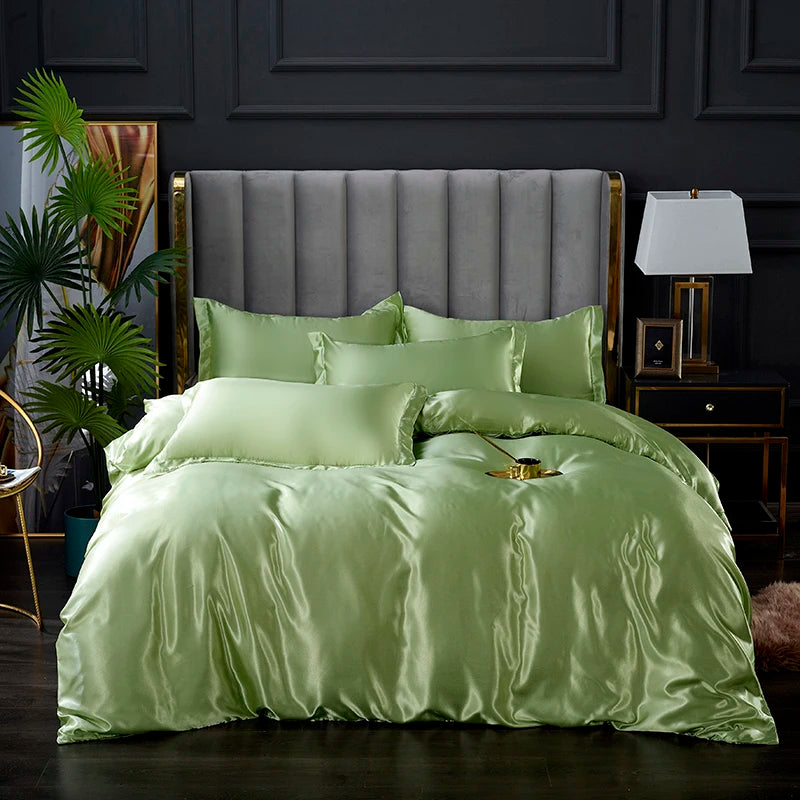 Housse de couette satin unie 240x260 bleu marine